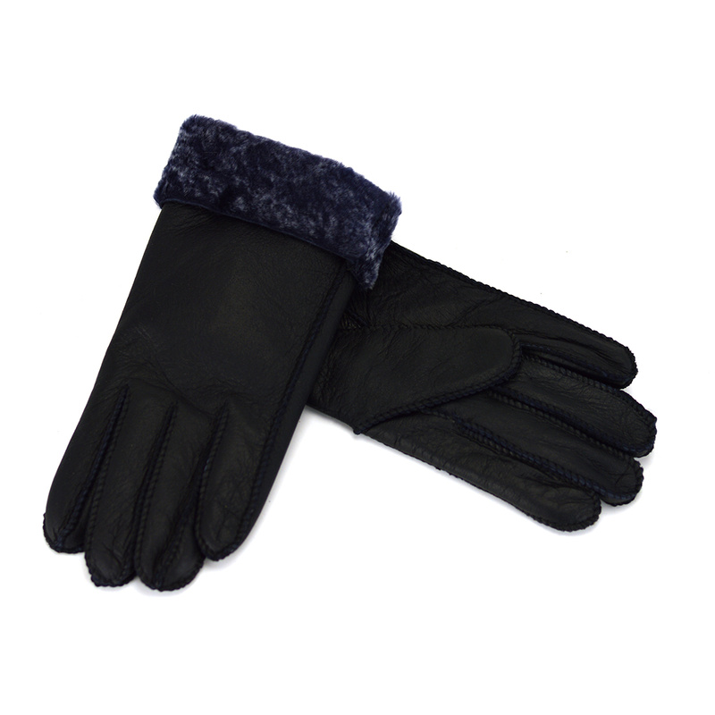 Five-finger leather insulated gloves