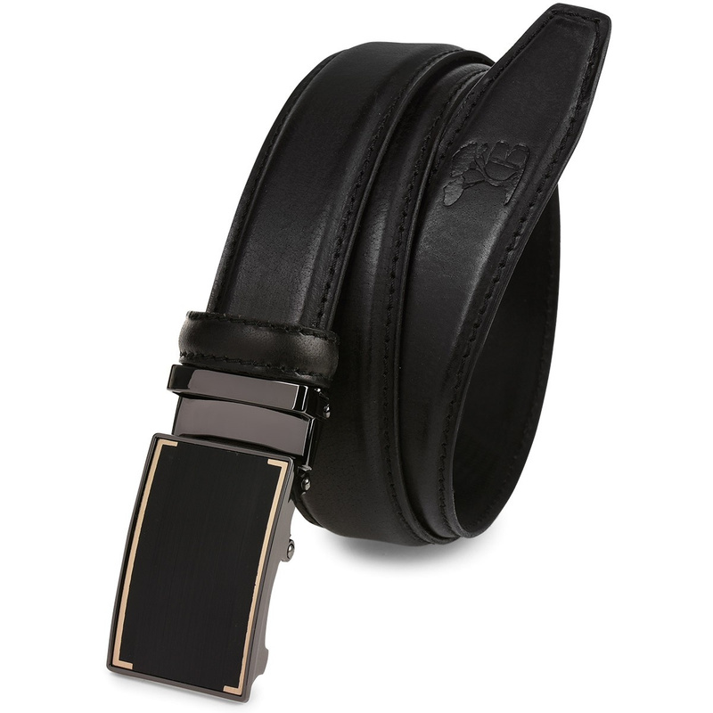 Men's leather belt buckle automatic black Beltimore A08 : Colors - black, Strap size - r.105-120 cm