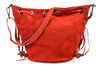 Damen Handtasche Tasche Leder Wildleder Quasten Italienisch Rot X39