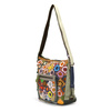 Women's colorful leather messenger bag with mosaic pattern