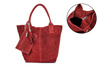 Italian Leather Suede Handbag A4 Shopper Bag Maroon T49