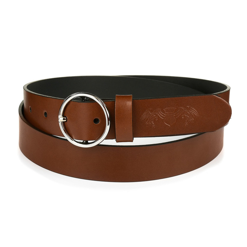 Women's belt for pants A96 leather tunics: colors - brown, beige, stripes - r. 90-105 cm