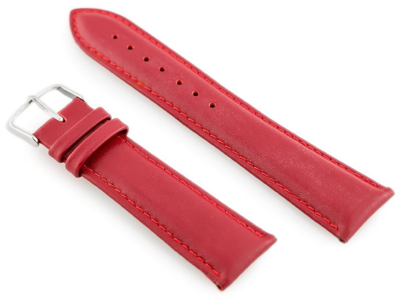 W83 leather watch strap - red - 24mm