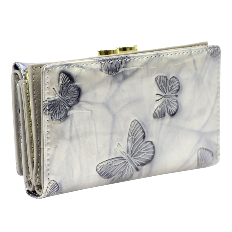 Elegant patent leather women's wallet with butterflies