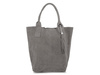 Italian Leather Suede Handbag A4 Shopper Grey T49