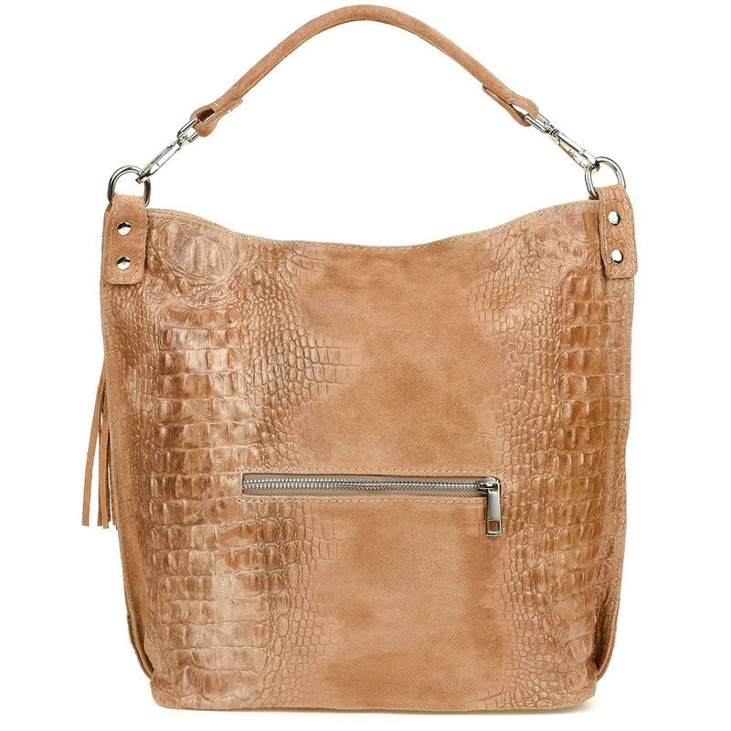 Taupe piele de căprioară piele de căprioară geantă de mână femei shopper W10