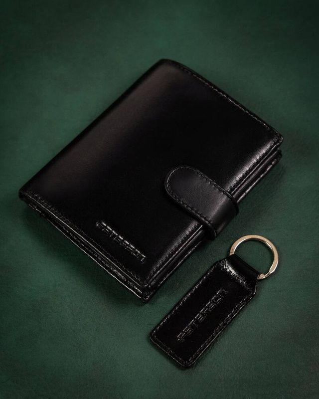 Leather wallet & key ring set PETERSON PTN SET-M-1549L-KCS