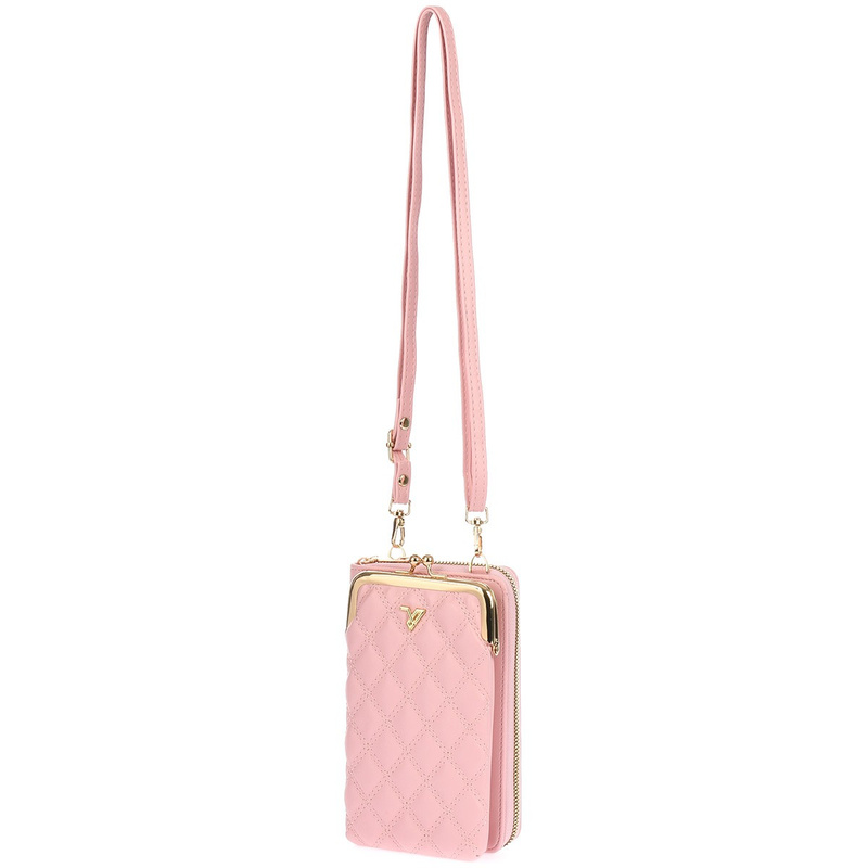 Women's purse for phone mini listono wallet shoulder bigel light pink eco leather POR-T-17