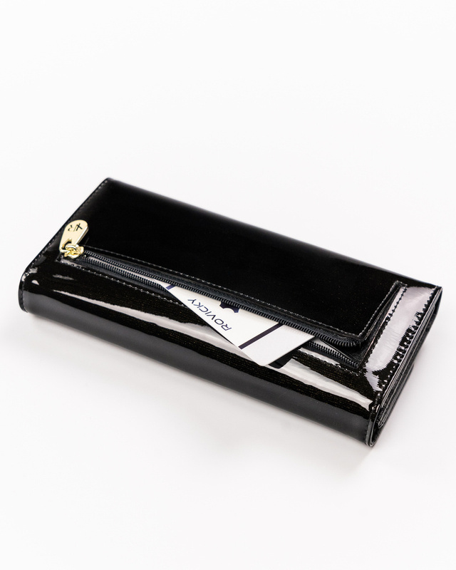 Large varnished women's wallet with RFID PROTECT - Rovicky