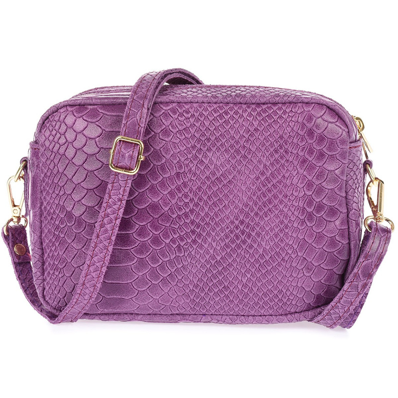 Lila Leder Damen Posttasche Italienischer Kroko-Koffer Beltimore P12