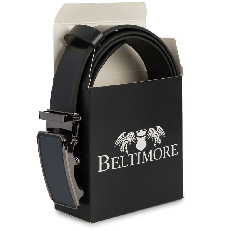 BELTIMORE men's leather belt buckle automatic black A21 : Colors - black, Strap size - r.115-130 cm