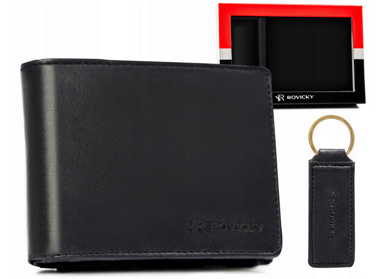 Leatherette wallet & key ring set ROVICKY R-SET-M-N003-PUA BLA