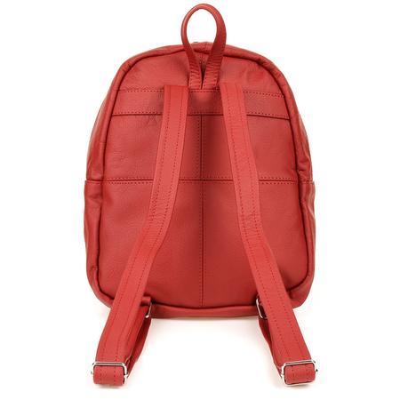 Red leather women's backpack Beltimore roomy R33