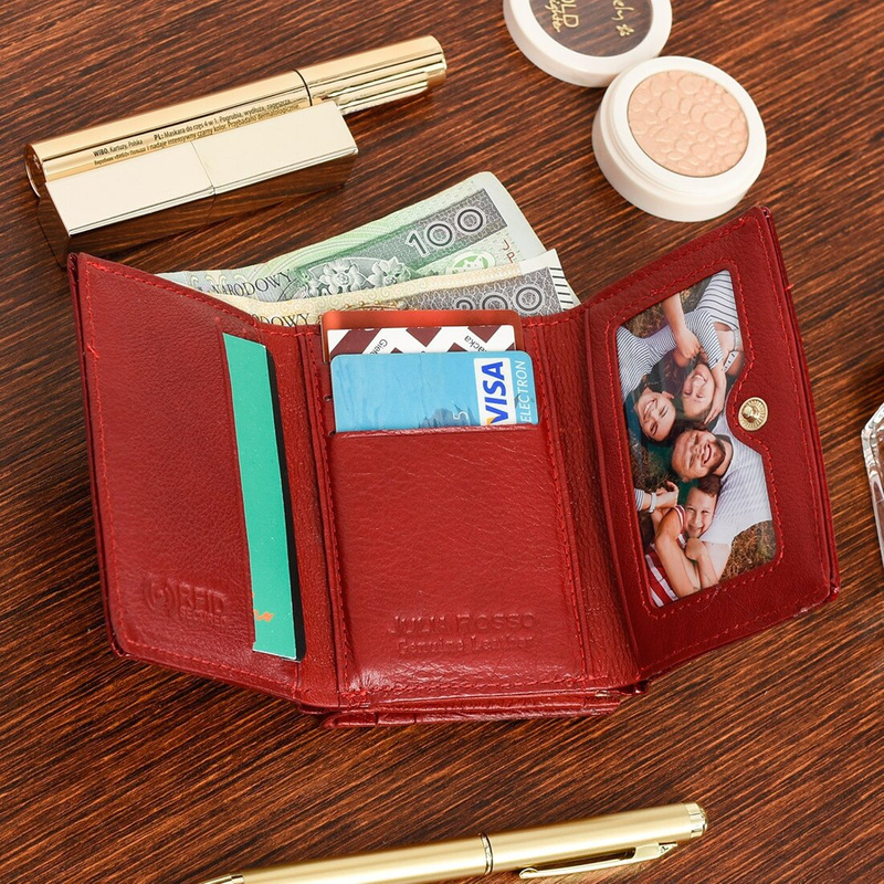 Red Julia Rosso women's small RFID leather wallet F60