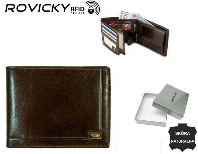 Herren Echtleder Geldbörse Rovicky PC-103-BAR RFID