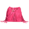 Pink Women's leather handbag suede straps bag W03