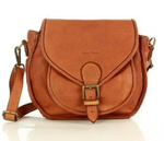 MARCO MAZZINI Klasyczna listonoszka z naturalnej skóry saddle bag genuine leather brąz camel