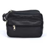 Leather men's two-compartment handbag