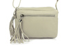 Women's handbag leather postbag with tassel fashionable cream C74