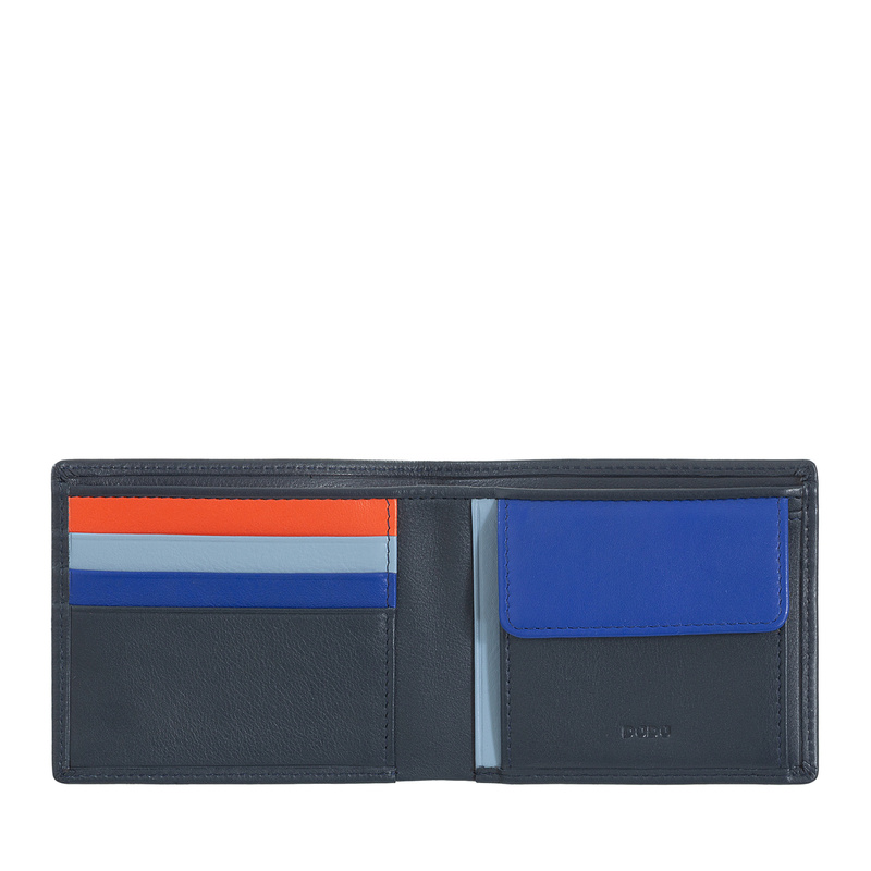 Slim RFID wallet Colorful Azzorre by DUDU made in genuine leather with coin pocket. Multicolour design from compact and fit shape.