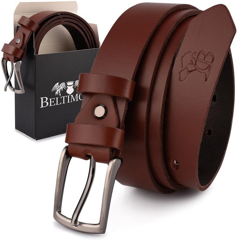 Beltimore leather men's brown narrow belt E16 : Colors - brown, beige, Strap size - r.110-125 cm