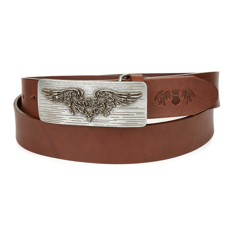 Beltimore leather men's brown wide belt W26 : Colors - brown, beige, Strap size - r.115-130 cm