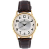 Herrenuhr Quarz braun und gold klassisches Lederband C411