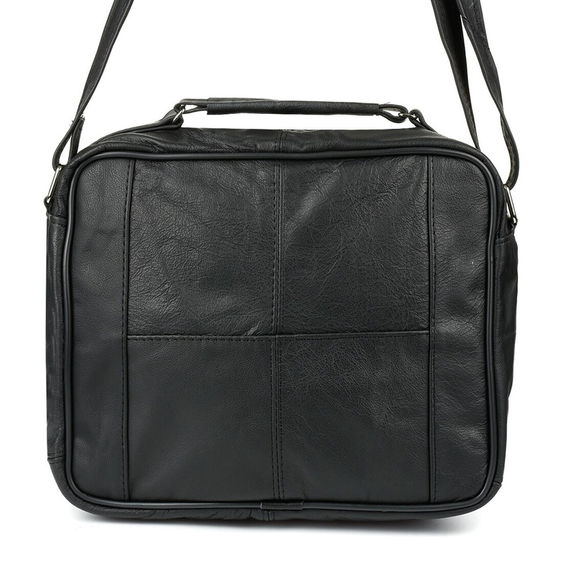 Black capacious leather men's bag for work Beltimore F72