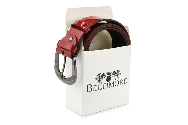 Beltimore leather women's trouser belt 4 cm red A71 : Colors - red, Strap size - r.110-125 cm