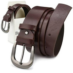 Beltimore women's leather trouser belt 4 cm burgundy A72 : Colors - purple, Strap size - r.80-95 cm