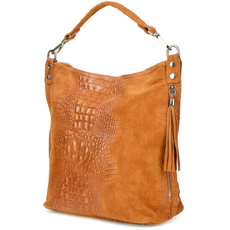 Camel suede leather shopper bag W10