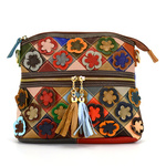 Beautiful colorful leather messenger bag, mosaic pattern