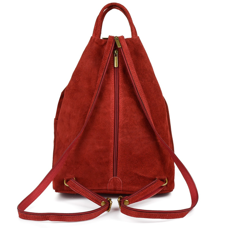 Maroon Vera Pelle Italian Women's Leather Backpack Small T53