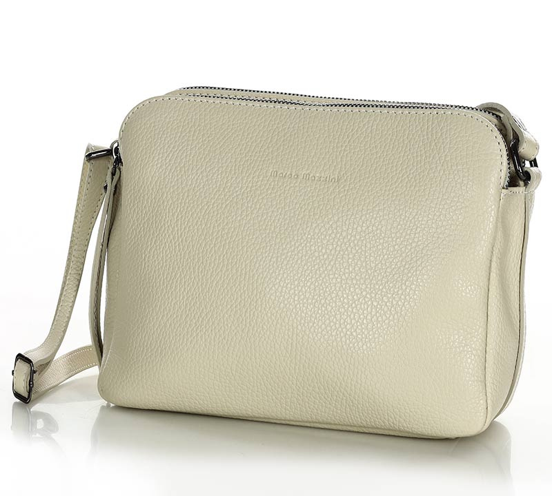 Torebka skórzana crossbody listonoszka dwie komory - MARCO MAZZINI ivory beżowa