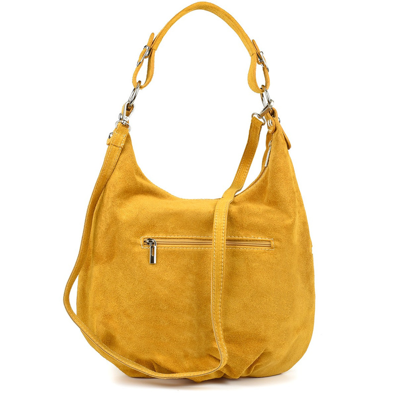 Vera Pelle suede leather handbag large A4 mustard K51