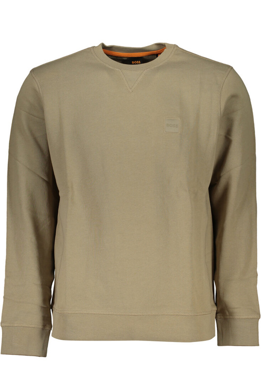 HUGO BOSS MEN&#39;S BEIGE ZIPLESS SWEATSHIRT