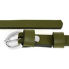 Women's narrow solid leather belt for khaki dress S19 : Colors - green, Strap size - r.105-120 cm