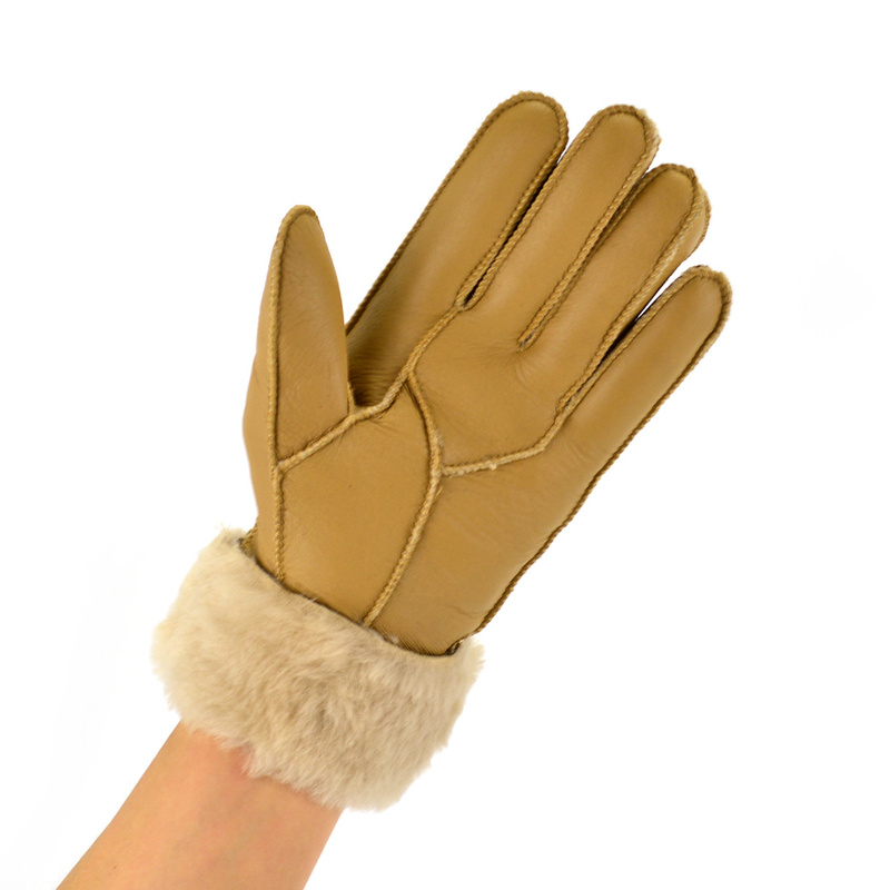 Five-finger leather insulated gloves