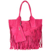 Pink Women's Suede Leather Handbag A4 Tassel Large L83