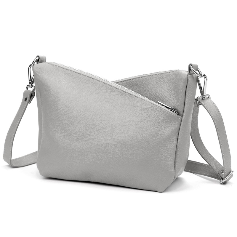 Three-compartment women's leather messenger bag, roomy