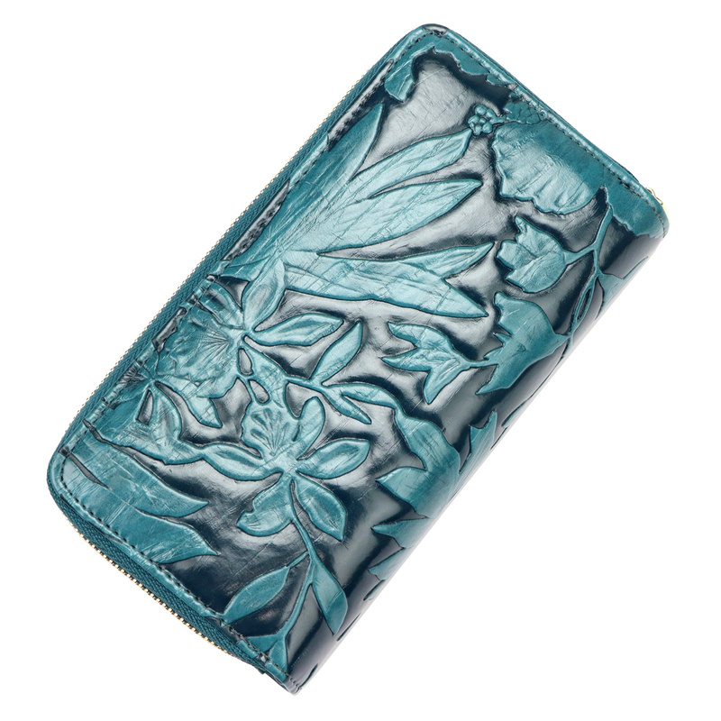 Women's large wallet with a plant pattern Gregorio