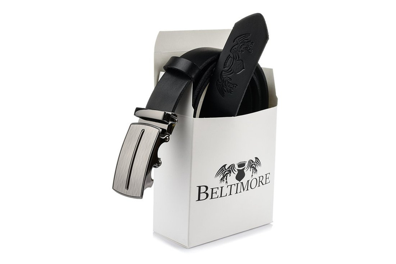 Beltimore leather men's black automatic belt A55 : Colors - black, Strap size - r.115-130 cm