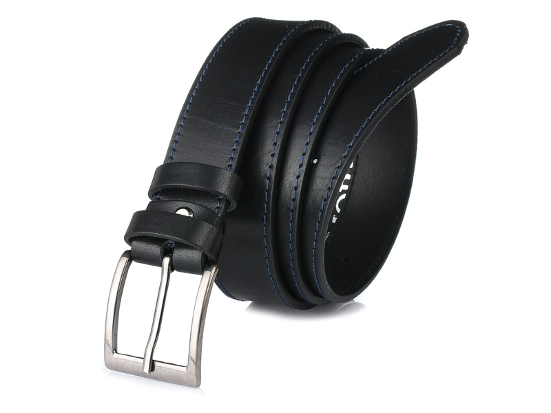 BELTIMORE premium natural grain leather belt A40 : Colors - black, Strap size - r.110-125 cm