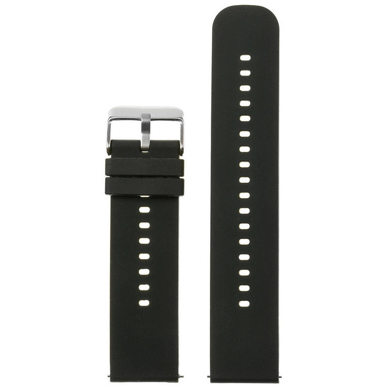 U27 rubber watch strap - black/silver - 18mm