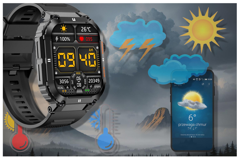 SMARTWATCH MĘSKI Gravity GT6-1 - WYKONYWANIE POŁĄCZEŃ, MONITOR SNU (sg020a)