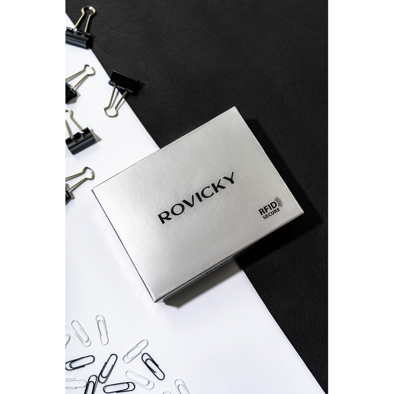 Men's leather wallet for documents with RFID Rovicky