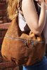 Vera Pelle suede leather handbag large A4 brown K51