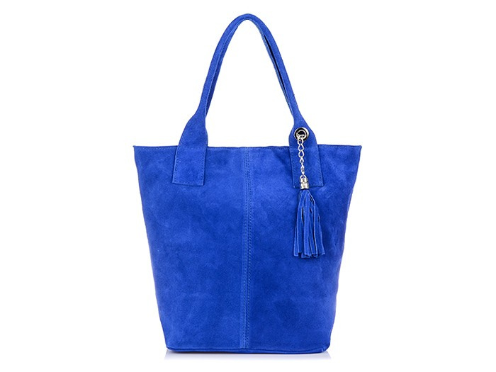 Italian Leather Suede A4 Shopper Handbag cornflower T49