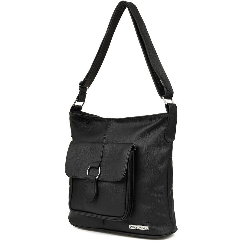 Black Leather Handbag Women's A4 Large Bag Beltimore T71