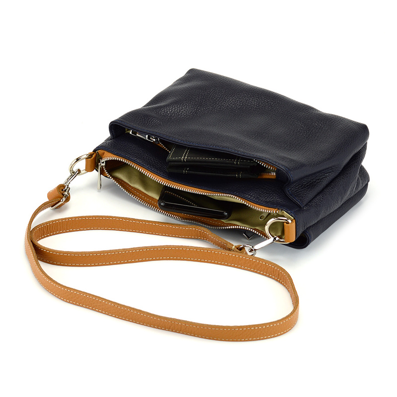 A sleek and roomy leather shoulder bag